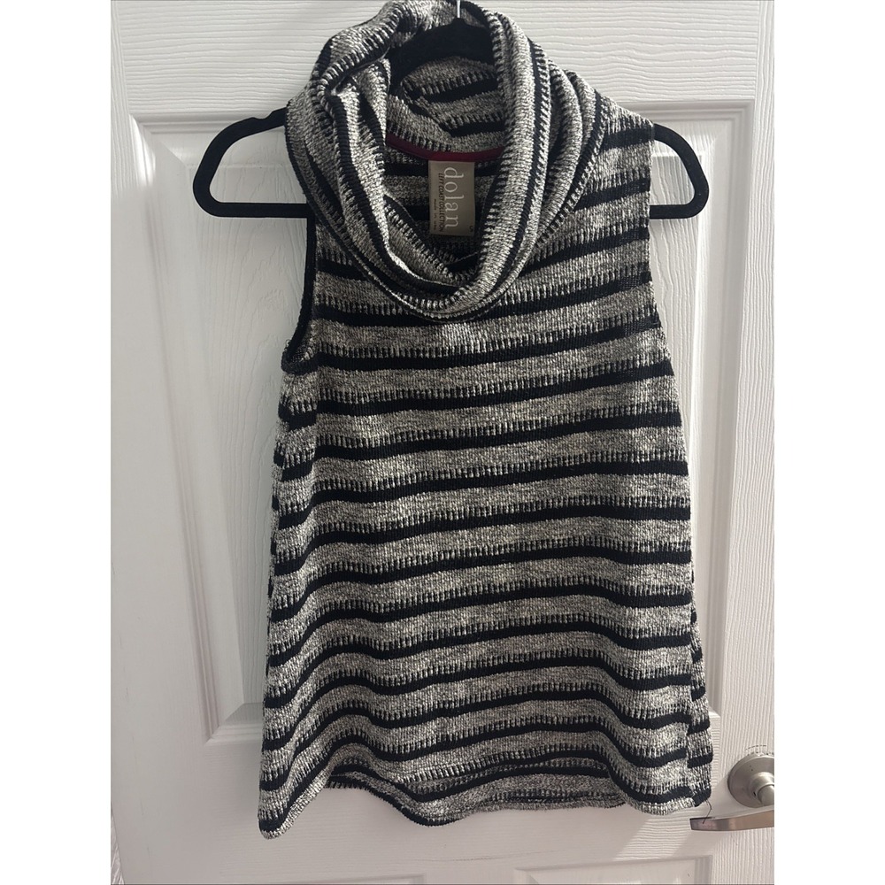 Anthropologie Dolan Cowl Neck Tank Top Women Small Black Gray Knit Career Casual